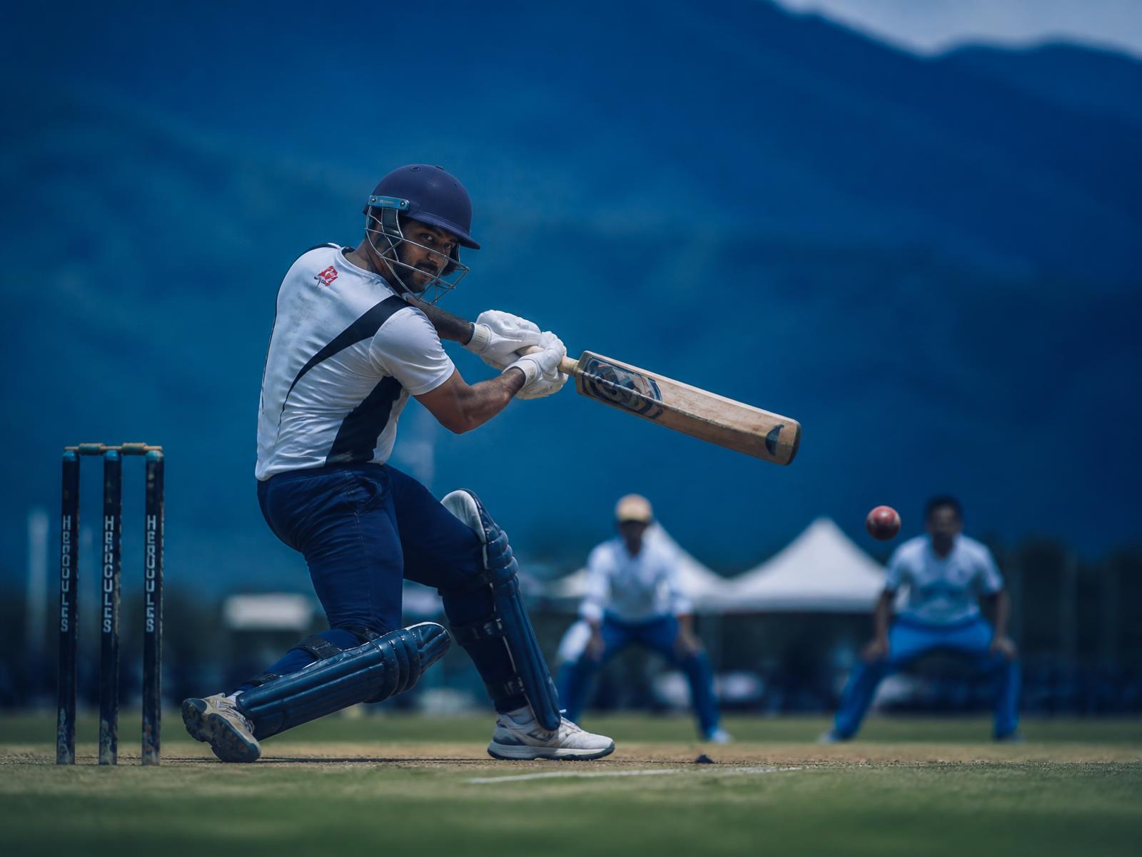 Cricket batsman playing a shot during a club matchday